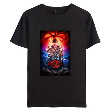 Stranger Things 2 Cosplay Halloween Camiseta Estampada de Color Negro para Adultos Unisex